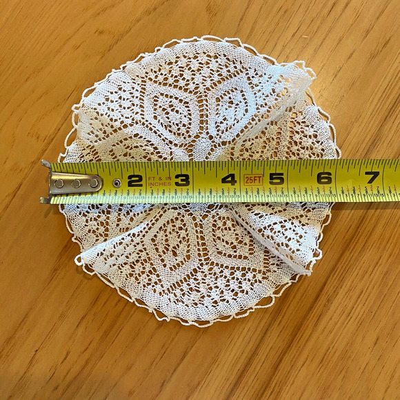 Vintage Hand Crocheted Doilies Doily Pastel Pink Blue White Delicate Lot of 7 - Picture 9 of 15